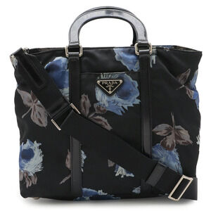 Prada Flower Rose Pink Handbag Tote Bag Shoulder NERO Black Blue